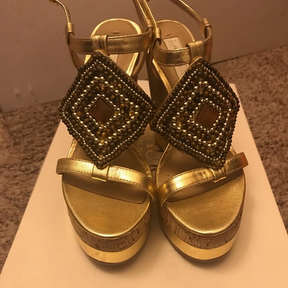 Ralph Lauren Mattie beaded platform wedge Gold - Picture 5 of 8